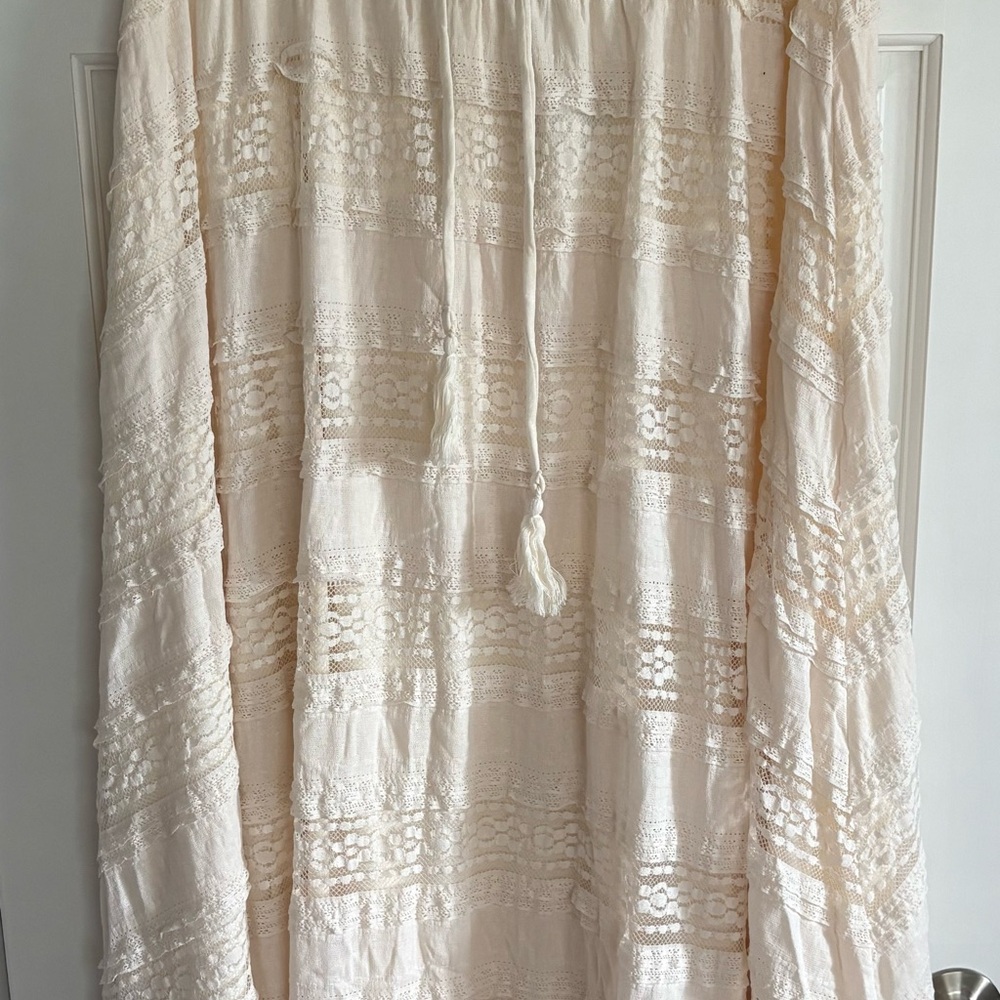 Torrid Cream Lace Detail long boho skirt